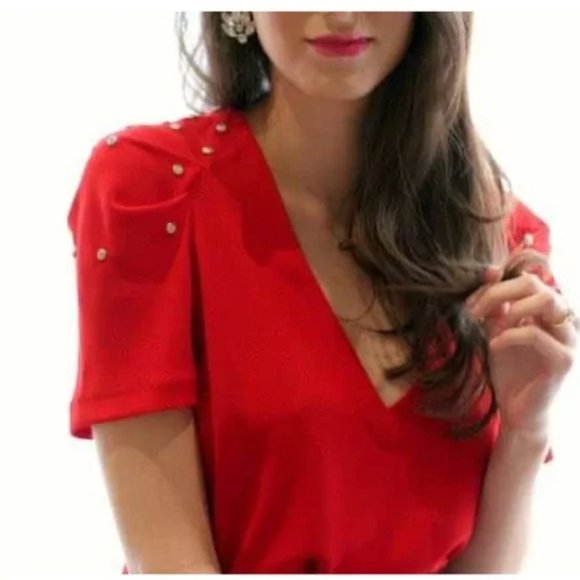 Zara Red Dress With Rhinestone Shoulder Detail - Picture 2 of 7